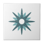 Mid-Century Modern Single Turquoise Starburst Tile<br><div class="desc">Mid-century modern inspired design featuring a single vintage retro turquoise starburst on a white background. Simple, clean modern design. Create your own custom tile by uploading a new image, or use the "message" button to contact the designer for help. To create your own design: 1. Select personalize this template. 2....</div>
