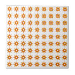 Mid-Century Modern Small Orange Starburst Pattern Tile<br><div class="desc">Mid-century modern inspired design featuring vintage pattern of small retro starbursts in shades of orange and yellow on a white background. Simple, clean modern seamless design. One design of a coordinating collection. Create your own custom pattern by uploading a new image, or use the "message" button to contact the designer...</div>