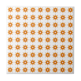 Mid-Century Modern Small Orange Starburst Pattern Tile