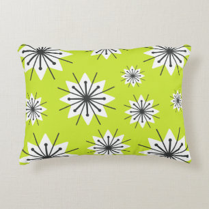 Mid Century Modern Snowflakes Chartreuse Accent Pillow
