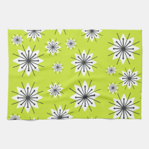 Mid Century Modern Snowflakes Chartreuse Kitchen Towel