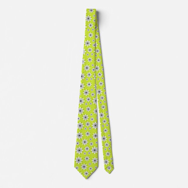 Mid Century Modern Snowflakes Chartreuse Tie (Front)