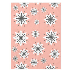 Mid Century Modern Snowflakes Peach Tablecloth
