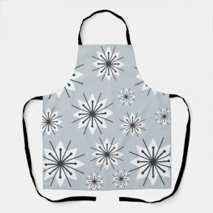 Mid Century Modern Snowflakes Silver Apron