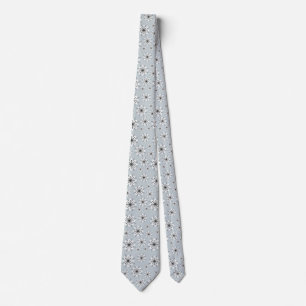 Mid Century Modern Snowflakes Silver Tie