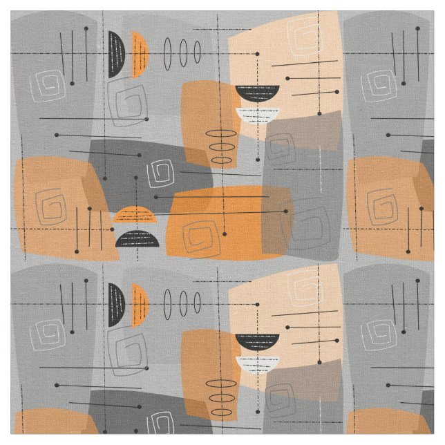 Mid-Century Modern Space Age Abstract  Fabric (Close Up)