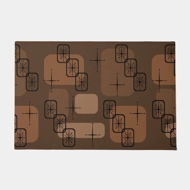 Mid Century Modern Sputnik Brown Doormat (Front)