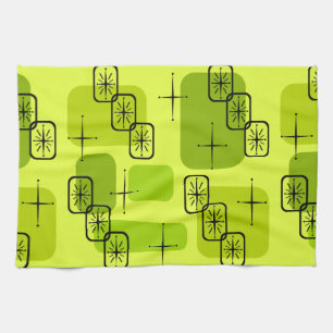 Mid Century Modern Sputnik Chartreuse Kitchen Towel