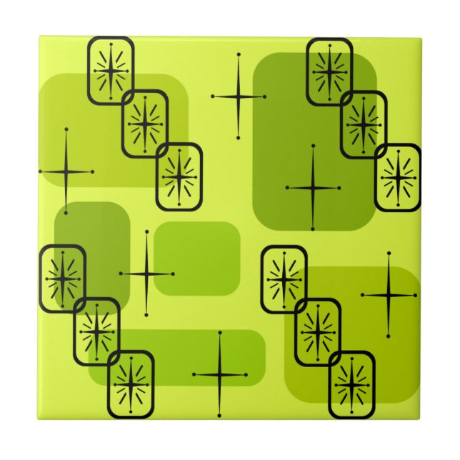 Mid Century Modern Sputnik Chartreuse Tile (Front)