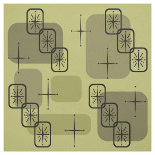 Mid Century Modern Sputnik Olive  Fabric