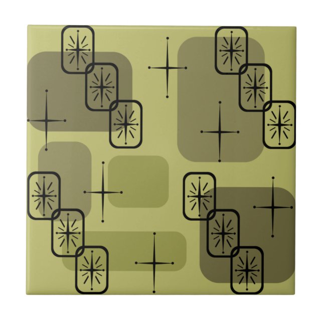 Mid Century Modern Sputnik Olive Tile (Front)