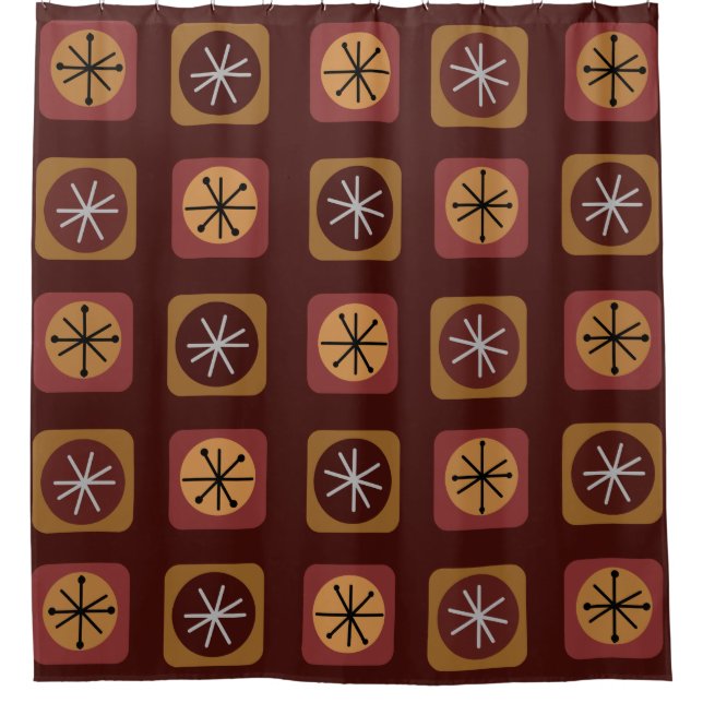 Mid Century Modern Sputnik Squares Burgundy (Front)