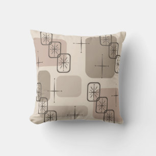 Mid Century Modern Sputnik Taupe Throw Pillow