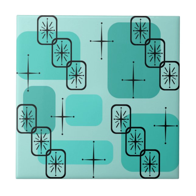 Mid Century Modern Sputnik Turquoise Tile (Front)