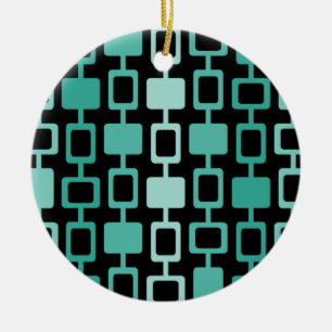 Mid Century Modern Square Columns Black Aquamarine Ceramic Ornament