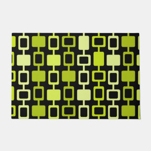Mid Century Modern Square Columns Black Chartreuse Doormat