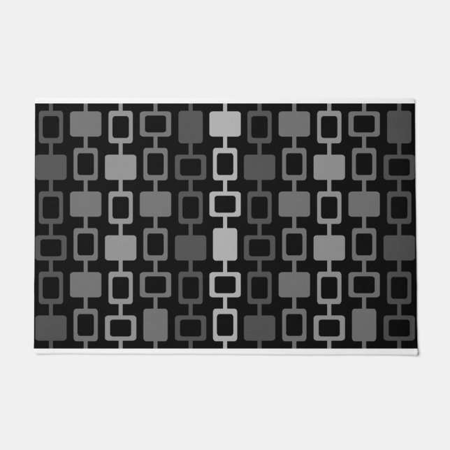 Mid Century Modern Square Columns Black Grey Doormat (Front)