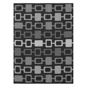 Mid Century Modern Square Columns Black Grey Tablecloth