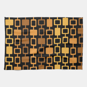 Mid Century Modern Square Columns Black Orange Kitchen Towel