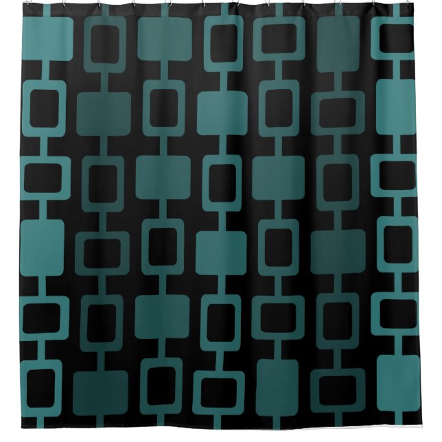 Mid Century Modern Square Columns Black Teal (Front)