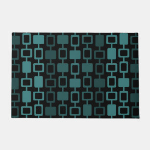 Mid Century Modern Square Columns Black Teal Doormat