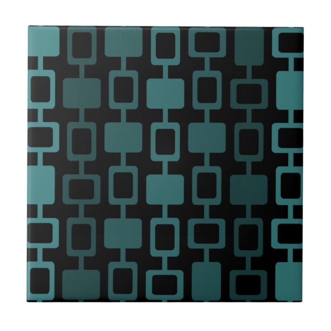 Mid Century Modern Square Columns Black Teal Tile (Front)