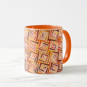 Mid-Century Modern square spirals - coral multi Mug