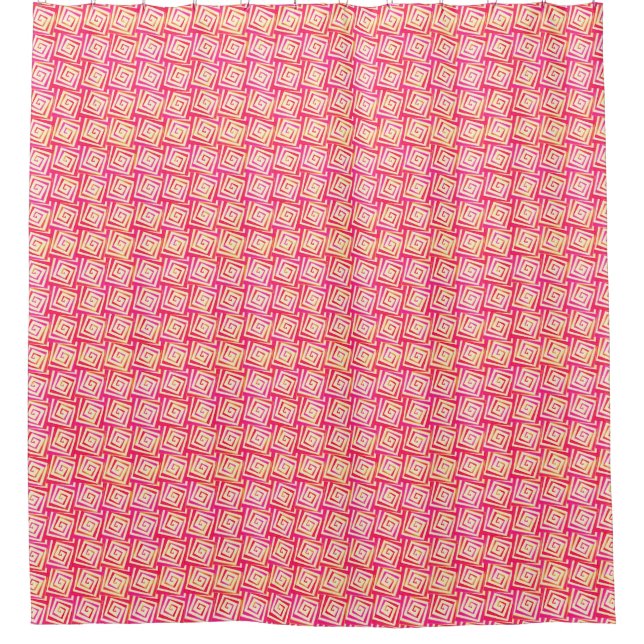 Mid-Century Modern square spirals - coral pink (Front)