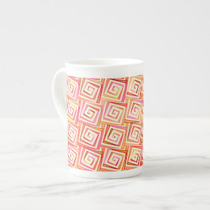 Mid-Century Modern square spirals - cream multi Bone China Mug