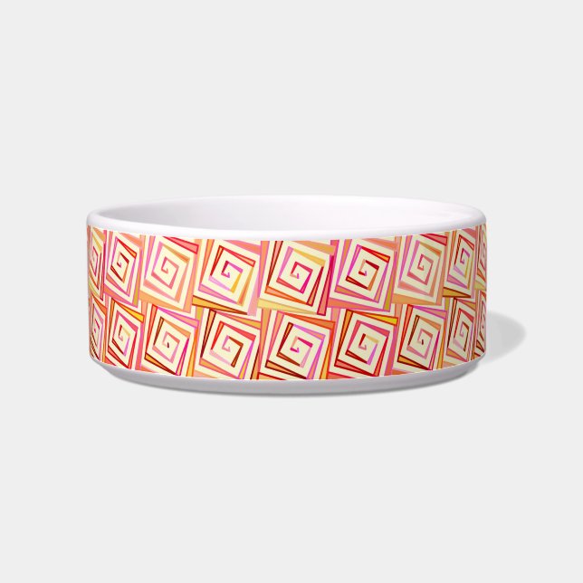 Mid-Century Modern square spirals - cream multi Bowl (Left)