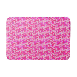Mid-Century Modern Square Spirals, Fuchsia Pink Bath Mat