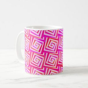 Mid-Century Modern square spirals - pink multi Coffee Mug