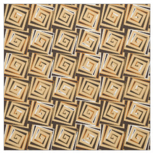 Mid-Century Modern square spirals - tan multi Fabric