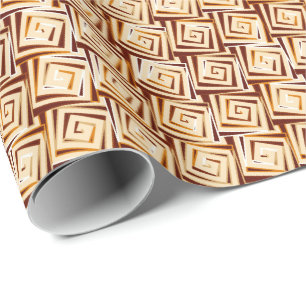 Mid-Century Modern square spirals - tan multi Wrapping Paper
