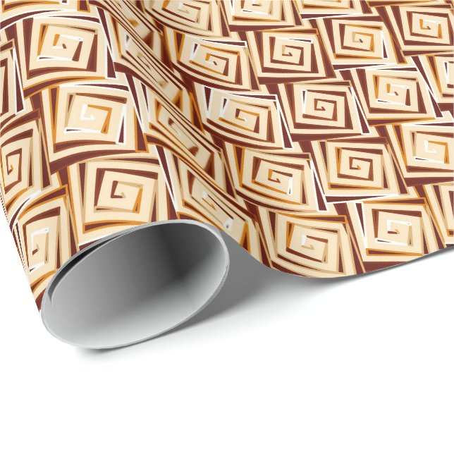 Mid-Century Modern square spirals - tan multi Wrapping Paper (Roll Corner)