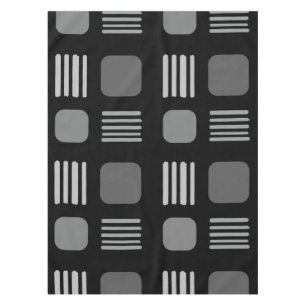 Mid-Century Modern Squares Lines Dark Grey Tablecloth