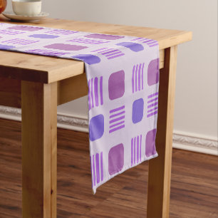 Mid-Century Modern Squares Lines Light Purple Short Table Runner