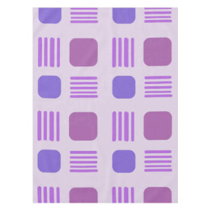 Mid-Century Modern Squares Lines Light Purple Tablecloth