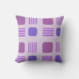 Mid-Century Modern Squares Lines Light Purple Throw Pillow
