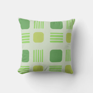 Mid-Century Modern Squares Lines Yellow Green Throw Pillow