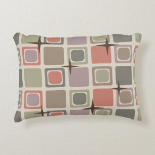 Mid Century Modern Squares Stars Multicolored Accent Pillow