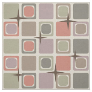 Mid Century Modern Squares Stars Multicolored Fabric