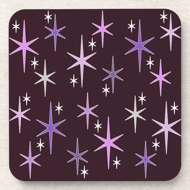 Mid Century Modern Star Sky Purple Coaster (Front)
