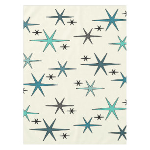 Mid Century Modern Star Sky Turquoise Tablecloth
