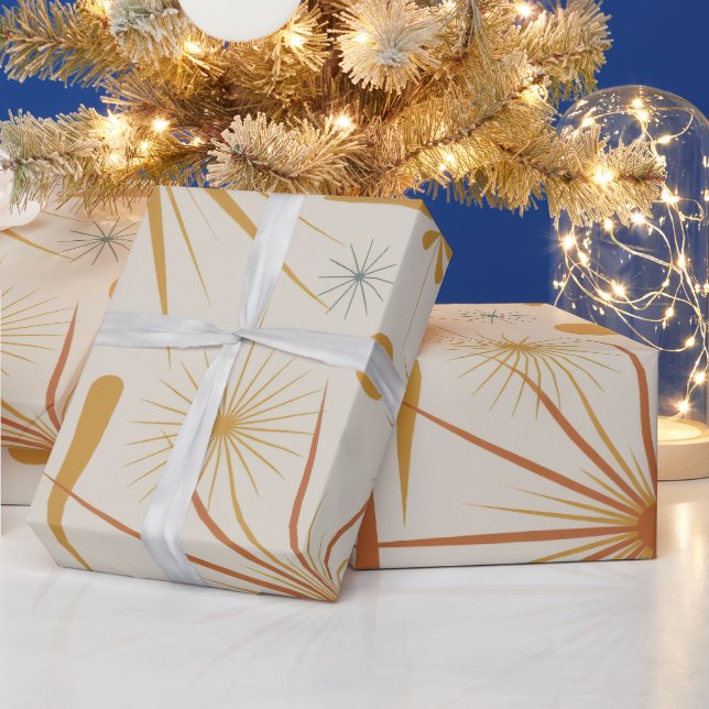 Mid-Century Modern Starburst Atomic Pattern Wrapping Paper (Holidays)