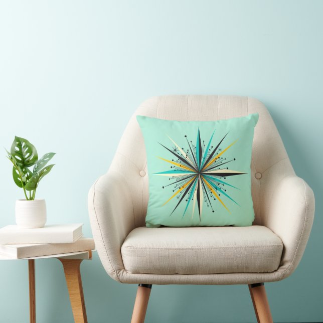 Mid Century Modern Starburst Decor Pillow (Chair)