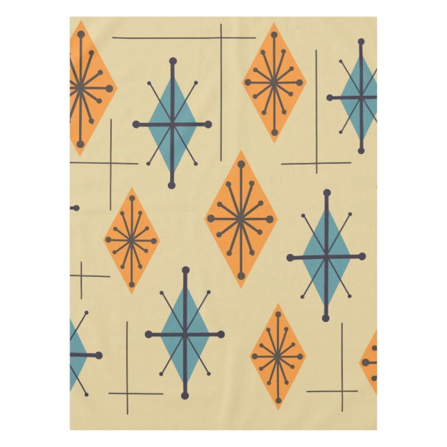 Mid Century Modern Starburst Diamonds Tablecloth (Front)