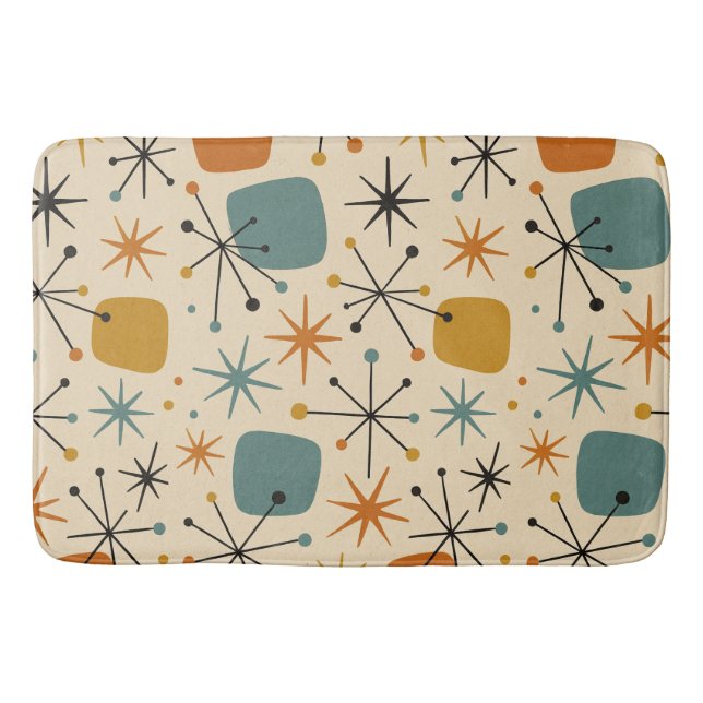 Mid Century Modern Starburst Pattern Bath Mat (Front)