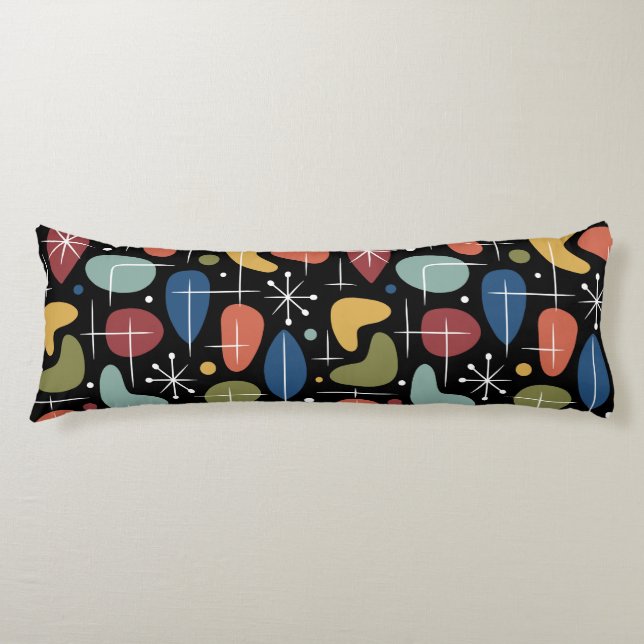 Mid Century Modern Starburst Pattern Body Pillow (Front)