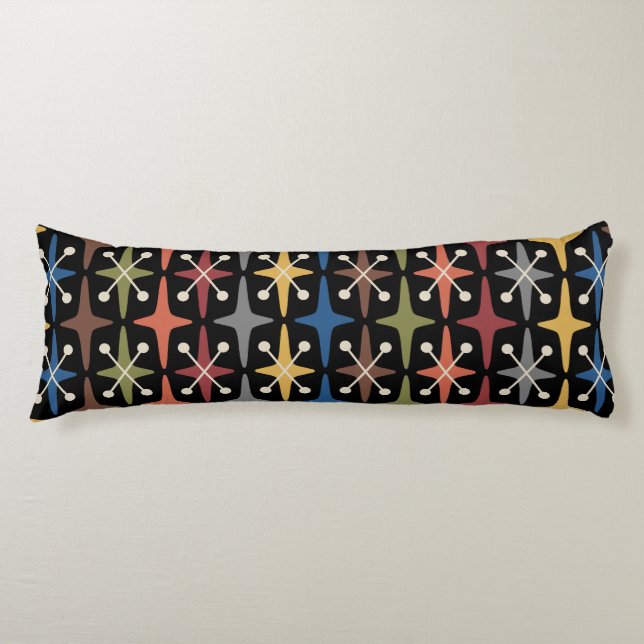Mid Century Modern Starburst Pattern Body Pillow (Front)